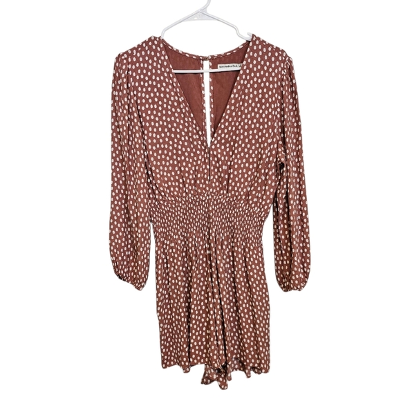 Abercrombie & Fitch Pants - Abercrombie & Fitch Vneck Long Sleeve Romper Polka Dot Print